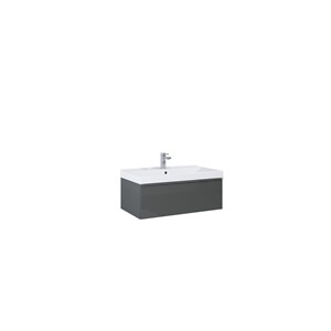 LOOK WALL HUNG BASIN UNIT 80CM 1 DRWR ANTHRACITE GLOSS NO HANDLE