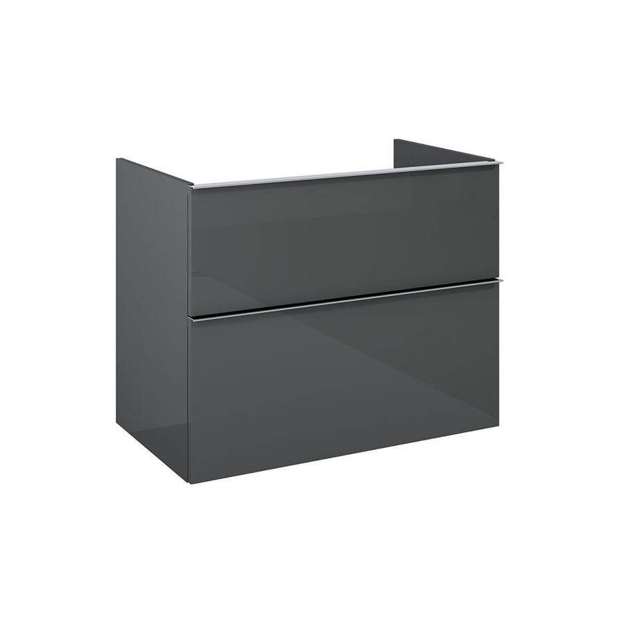 LOOK WALL HUNG WORKTOP UNIT 80CM 2 DRWR ANTHRACITE GLOSS NO HANDLES