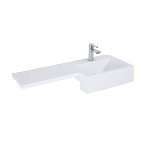 LINEAR COMPACT 100CM LEFT HAND 1 TAP-HOLE SOLID SURFACE BASIN