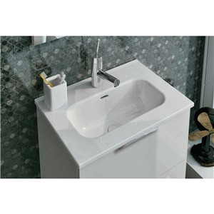 image of Street Plus 50 2S Wall Hung Unit C/W 1 Tap Hole Vanity 515X344mm White