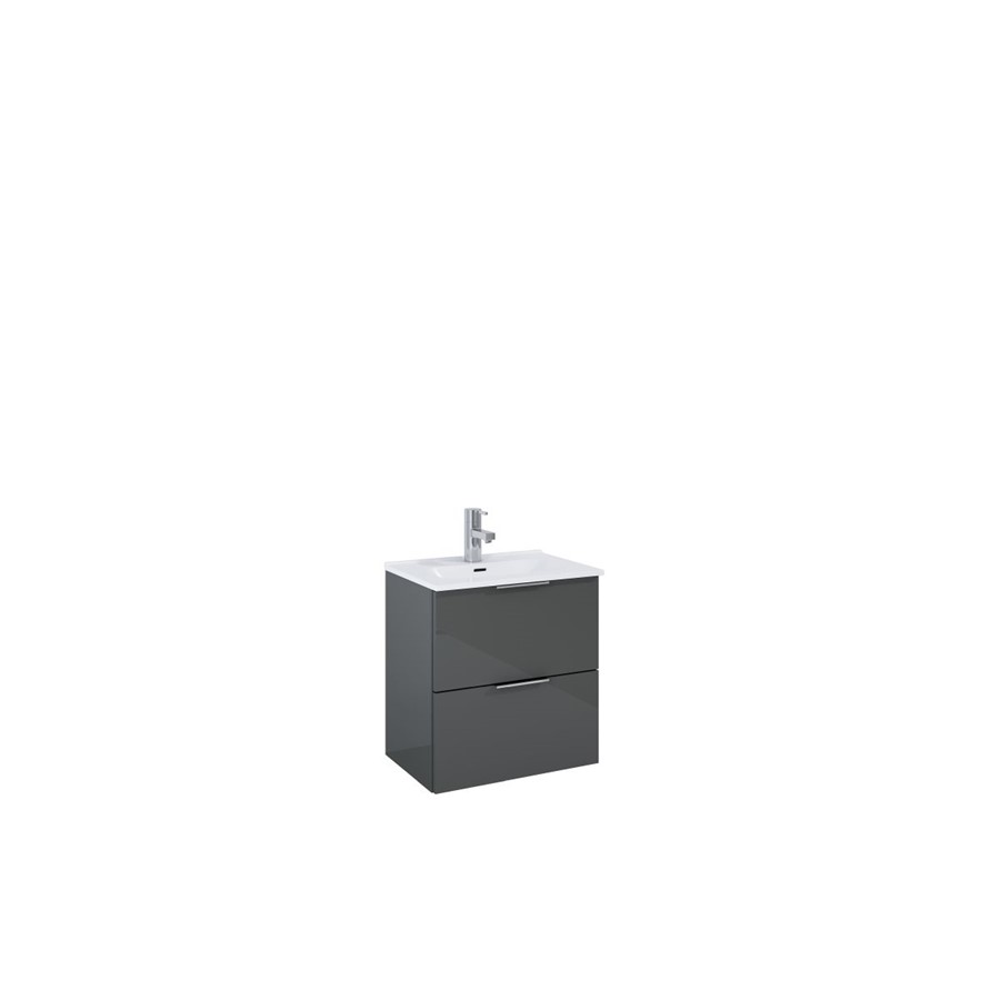 STREET PLUS 50 2S WALL HUNG UNIT C/W 1 T/H BASIN 515X344MM ANTHRACITE