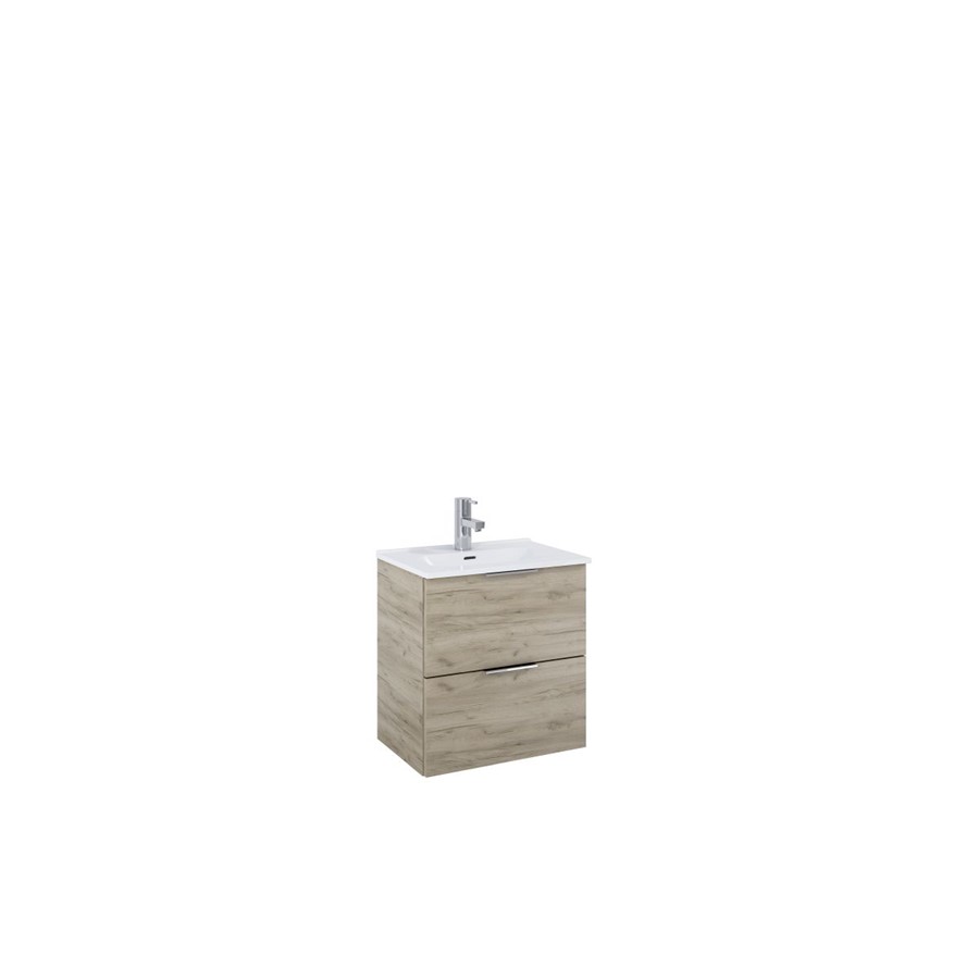STREET PLUS 50 2S WALL HUNG UNIT C/W 1 T/H BASIN 515X344MM CRAFT OAK