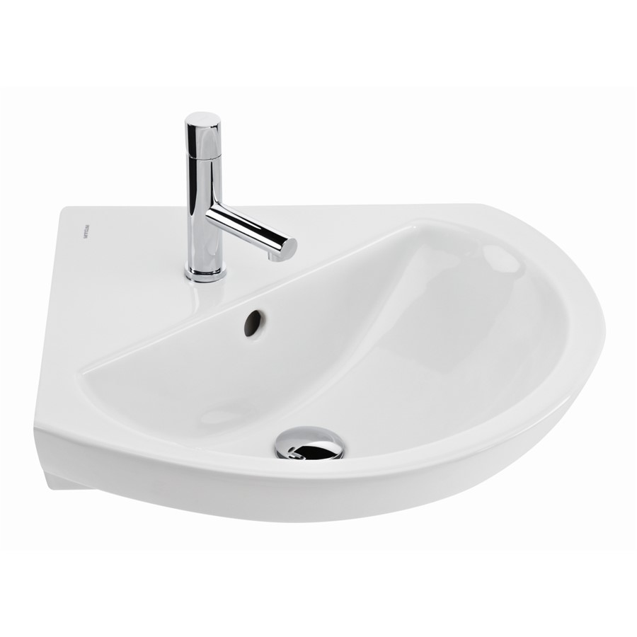 ECLIPSE 50CM CORNER WASH BASIN 1 TAPHOLE