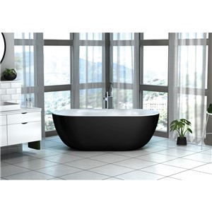 KNIGHTSBRIDGE MATT BLCK L1500XW780XH600MM F/S BATH INC MATT BLACK WST