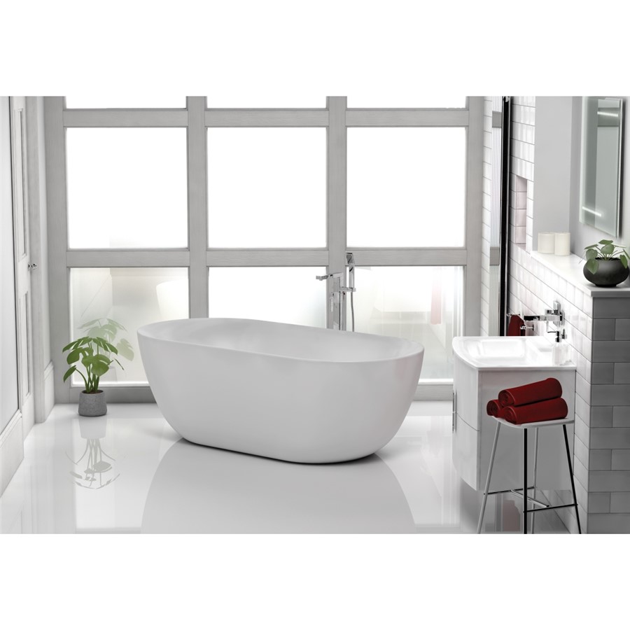 KNIGHTSBRIDGE WHITE L1500 X W780 X H600MM F/S BATH INC CHROME WASTE