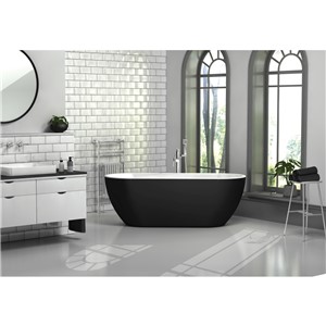 ARLINGTON MATT BLACK L1500XW730XH600MM F/S BATH INC MATT BLACK WASTE