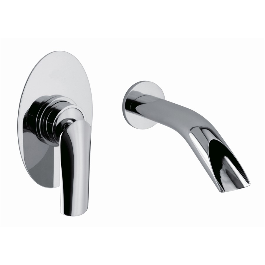 ESSENCE CHROME WALL MNTD SGL LVR BASIN MIXER WITH COVER PLATE NO WASTE
