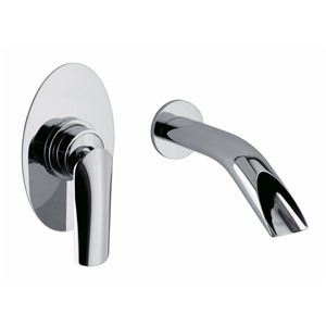 ESSENCE CHROME WALL MNTD SGL LVR BASIN MIXER WITH COVER PLATE NO WASTE
