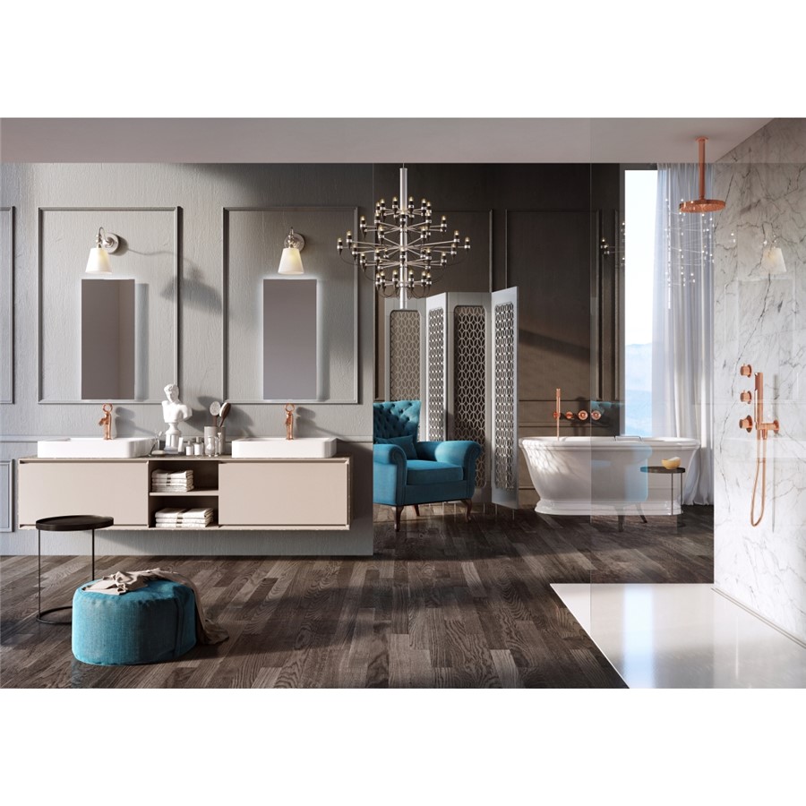 ROSE GOLD WALL MNTD ROUND SGL LVR BATH SHWR MXR WITH SHWR KIT & HLDR