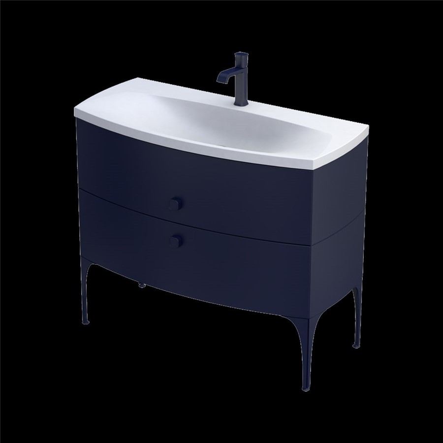 WIMBORNE WALL MOUNTED 2 DRAWER BASIN UNIT 102CM MATT BLUE