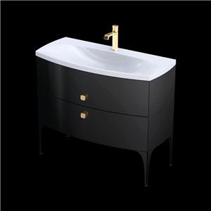WIMBORNE WALL MOUNTED 2 DRAWER BASIN UNIT 102CM GLOSS BLACK