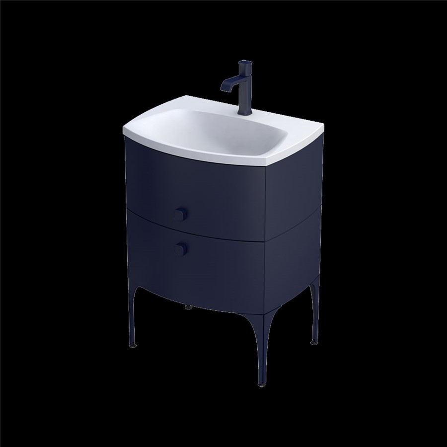 WIMBORNE WALL MOUNTED 2 DRAWER BASIN UNIT 62CM MATT BLUE