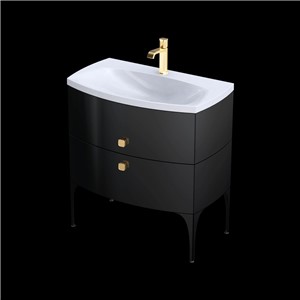 WIMBORNE WALL MOUNTED 2 DRAWER BASIN UNIT 82CM GLOSS BLACK