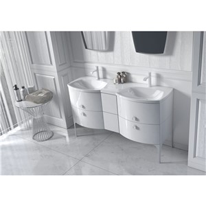 image of Wimborne 1 Tap Hole Double Bathroom Basin And SInk 144cm Gloss