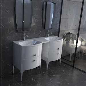 image of Wimborne 1 Tap Hole Double Bathroom Basin And SInk 144cm Gloss