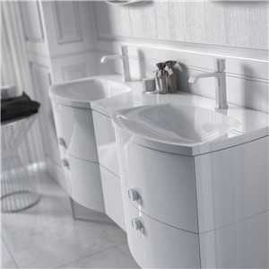 image of Wimborne 1 Tap Hole Double Bathroom Basin And SInk 144cm Gloss