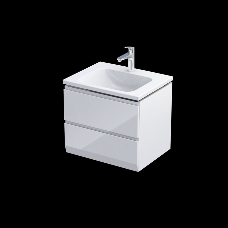 RECTORY WALL MOUNTED 2 DRAWER BASIN UNIT 60CM GLOSS WHITE