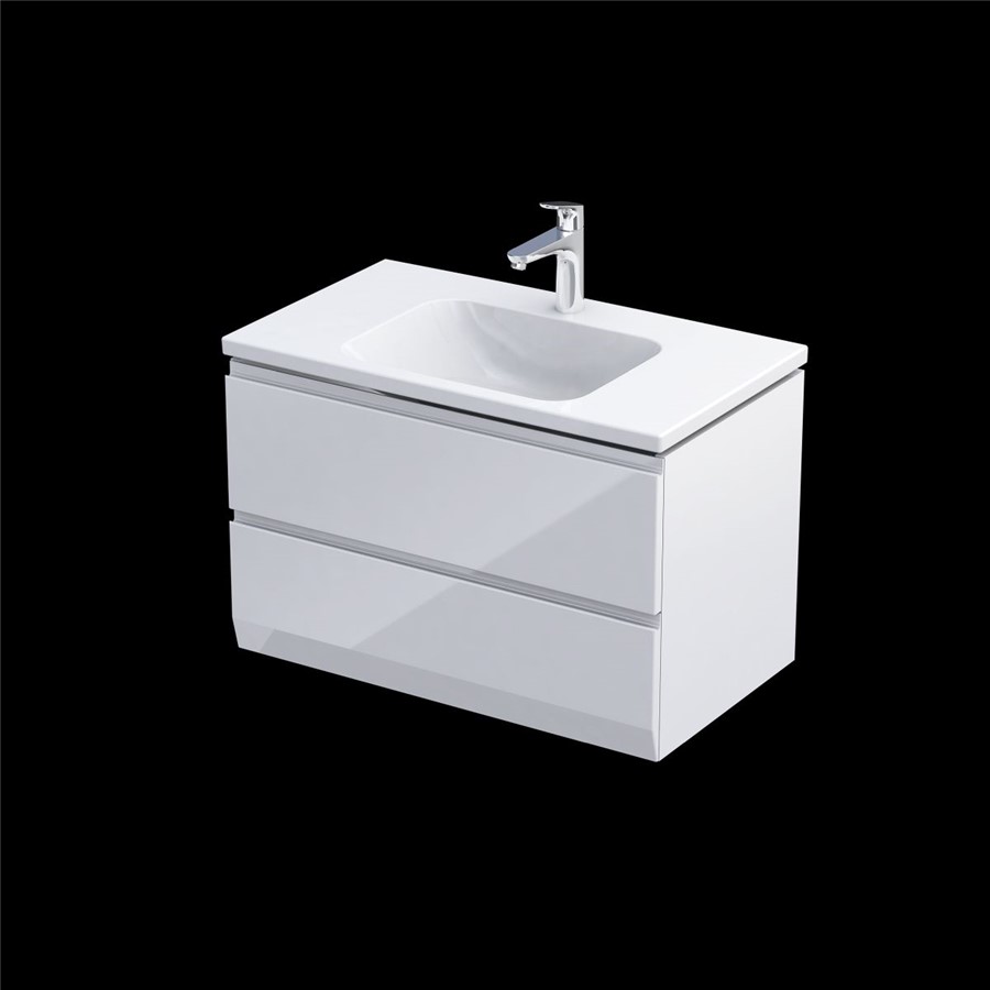 RECTORY WALL MOUNTED 2 DRAWER BASIN UNIT 80CM GLOSS WHITE
