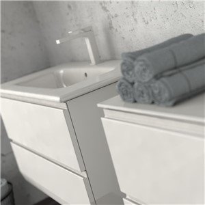 image of Rectory Wall Mounted 2 Bathroom Drawer Vanity Unit 80cm Gloss White