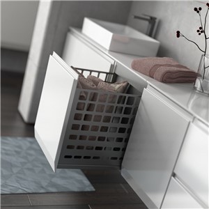 image of Rectory Wall Mounted 1 Drawer Base Of Bathroom Vanity Unit With Basket 40cm Gloss White