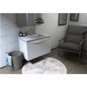 image of Enchant Wall Mounted 1 Drawer Bathroom Vanity Unit 80cm Matt White