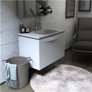 image of Enchant Wall Mounted 1 Drawer Bathroom Vanity Unit 80cm Matt White