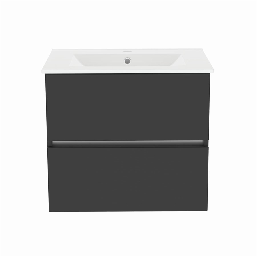 60CM GLOUCESTER 2 DRAWER BASIN UNIT WALL HUNG GREY MIST