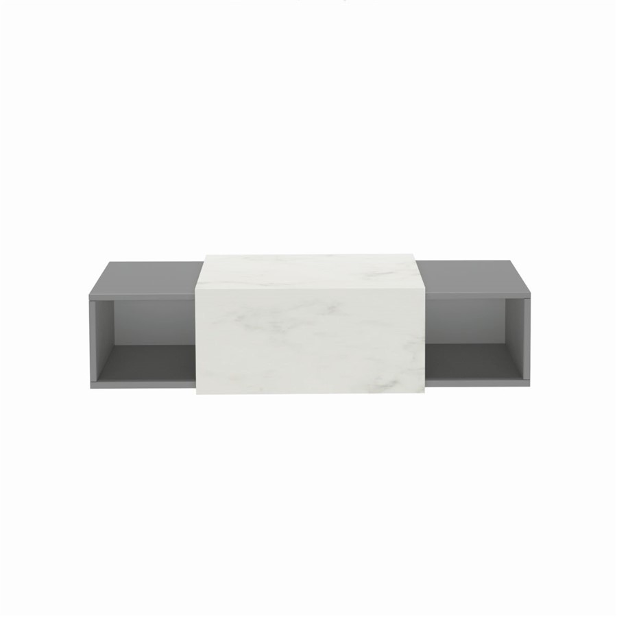 WELLS WALL HUNG UNIT 2X30CM BOXES DUST GREY WHITE MARBLE TOP