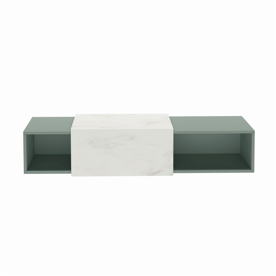WELLS WALL HUNG UNIT 1X30CM BOX 1X50CM BOX SAGE GREEN WHITE MARBLE TOP