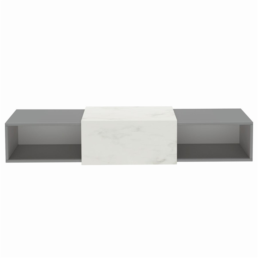WELLS WALL HUNG UNIT 2X50CM BOXES DUST GREY WHITE MARBLE TOP