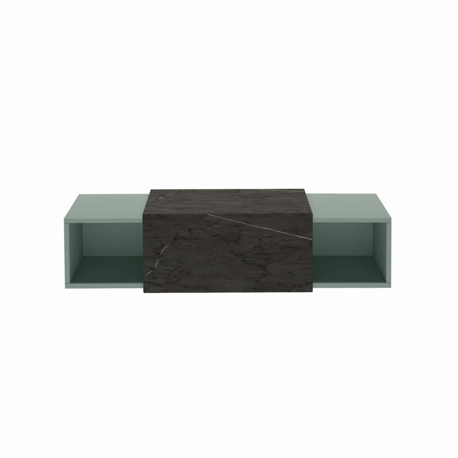 WELLS WALL HUNG UNIT 2X30CM BOXES SAGE GREEN BLACK MARBLE TOP