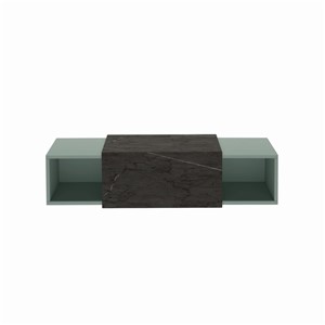 WELLS WALL HUNG UNIT 2X30CM BOXES SAGE GREEN BLACK MARBLE TOP