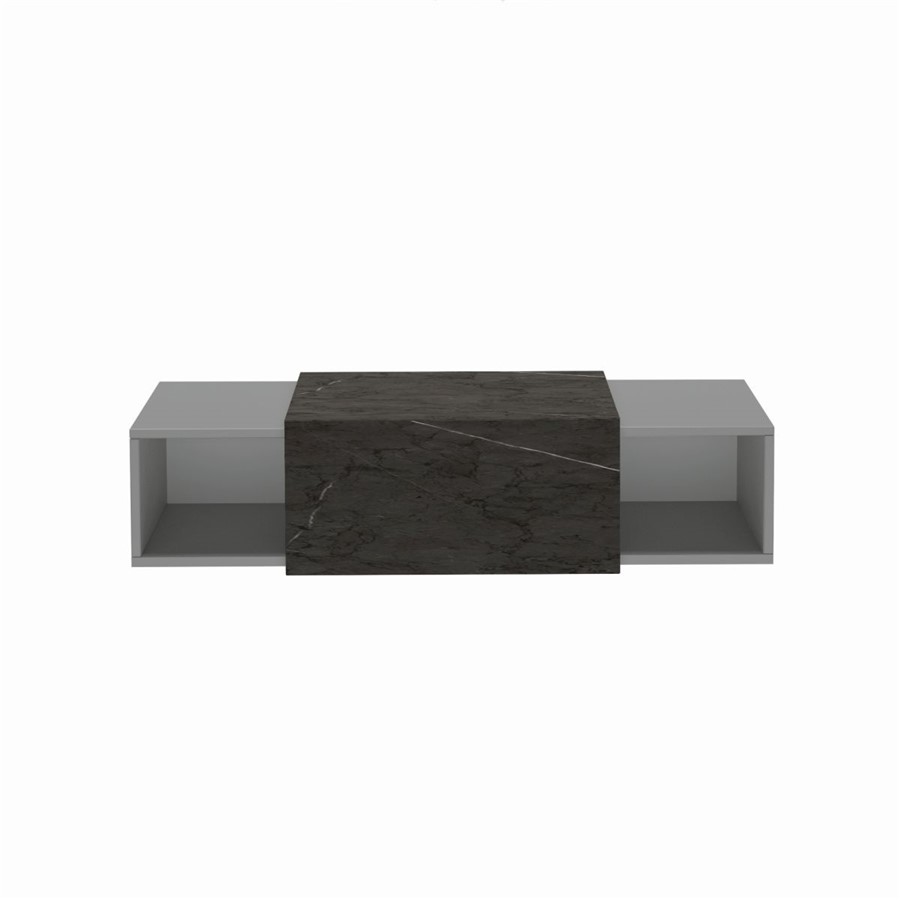 WELLS WALL HUNG UNIT 2X30CM BOXES DUST GREY BLACK MARBLE TOP