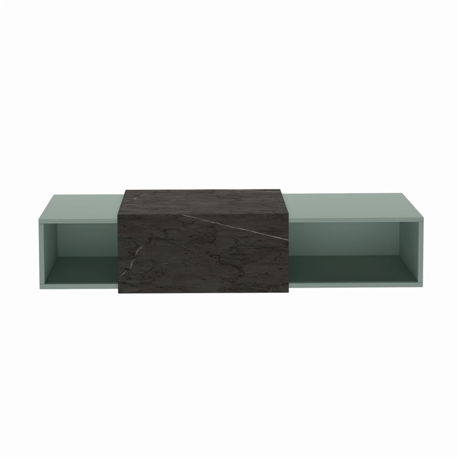 WELLS WALL HUNG UNIT 1X30CM BOX 1X50CM BOX SAGE GREEN BLACK MARBLE TOP