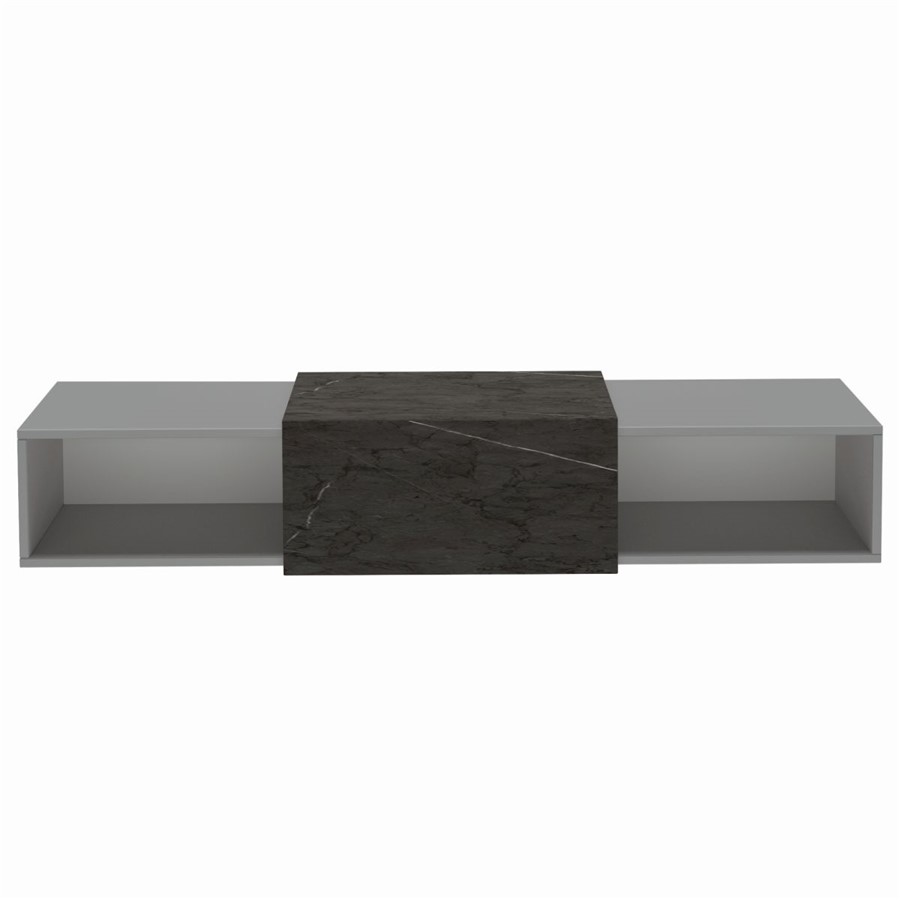 WELLS WALL HUNG UNIT 2X50CM BOXES DUST GREY BLACK MARBLE TOP