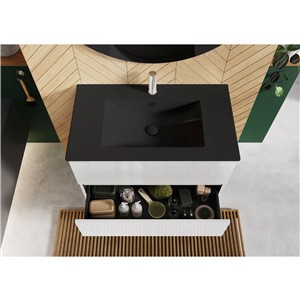 image of 80cm Sussex 1 Tap Hole Vanity Matt Black.