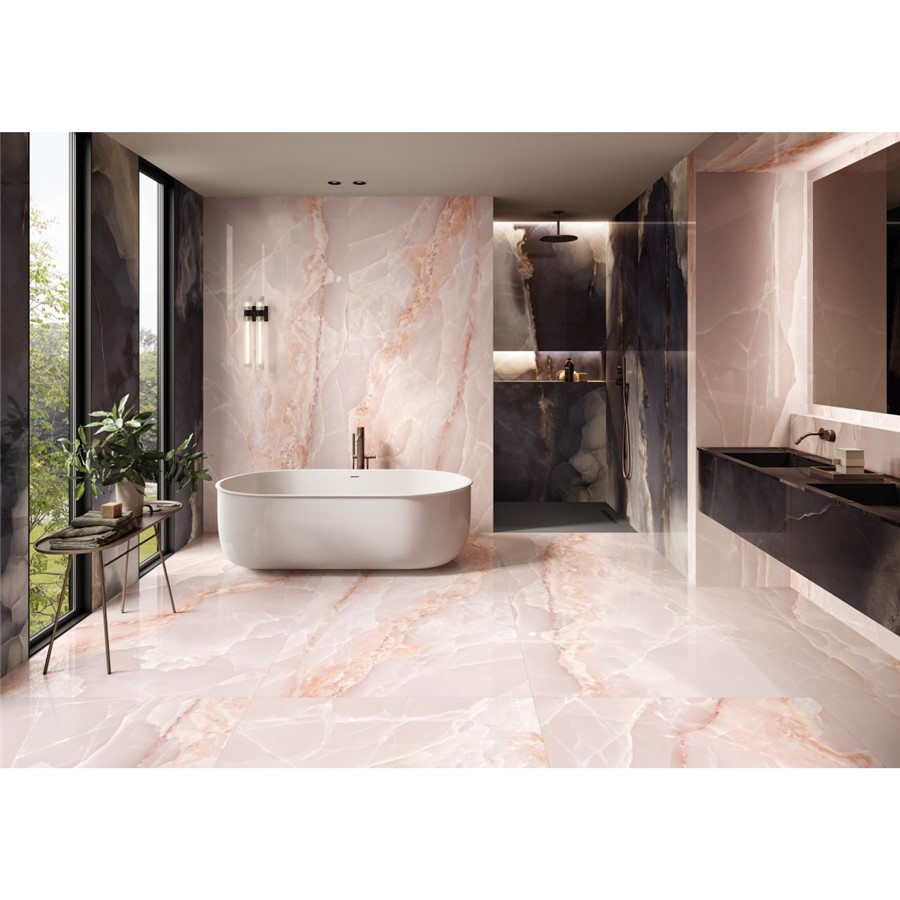 NB15931 ITALIAN ONYX PINK POLISHED 600X1200 POR. WALL & FLOOR TILE