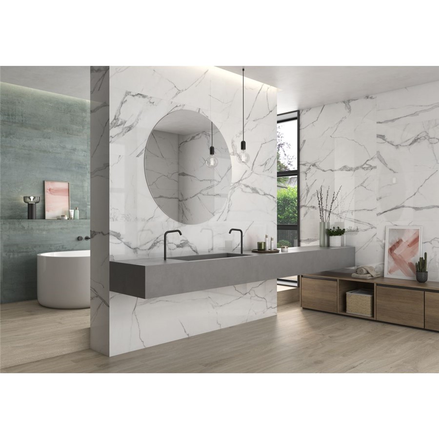 NB15968 INFINITY WHITE MARBLE POL. PORCELAIN FLR & WALL TILE 600X1200