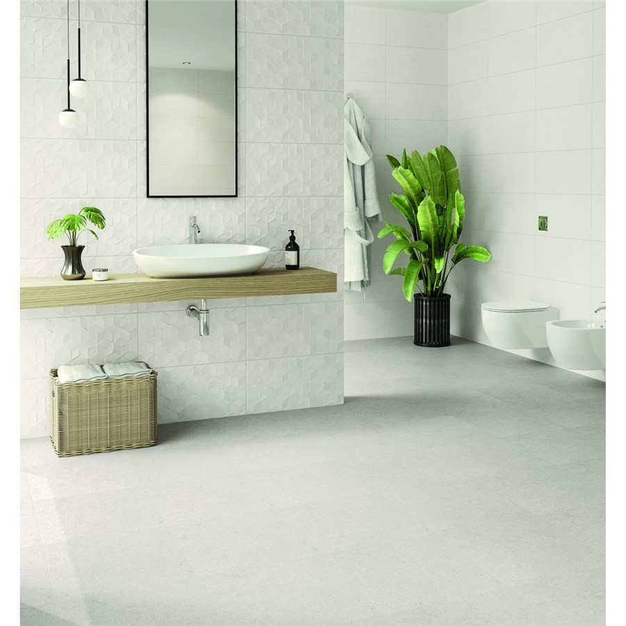 NB15986 ETERNAL STONE WHITE PLAIN CERAMIC WALL TILE 300X600