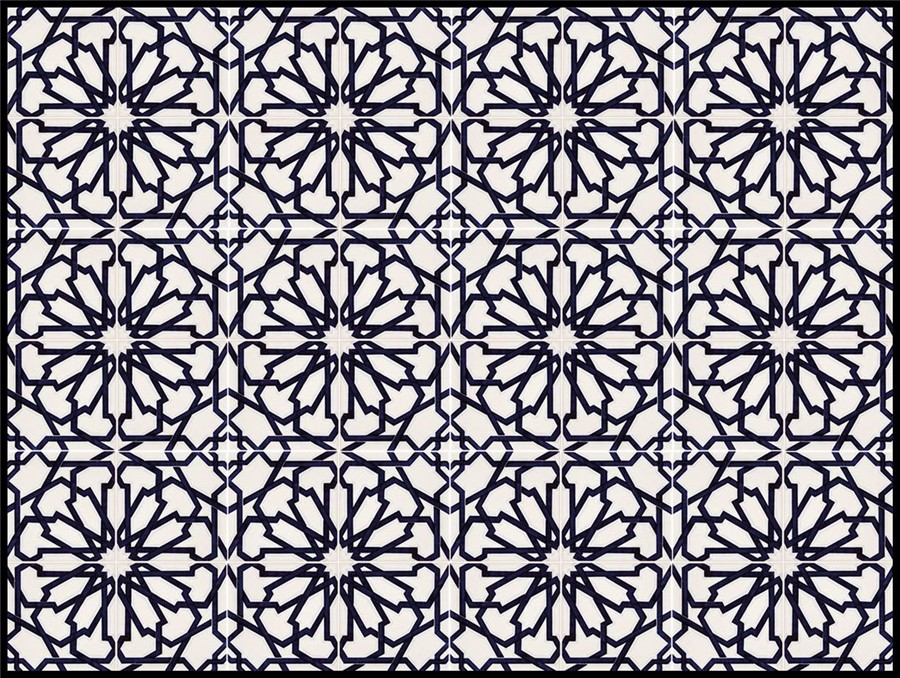 NB16121 MOORISH AGADIR HAND PAINTED BLUE DECOR 140X140