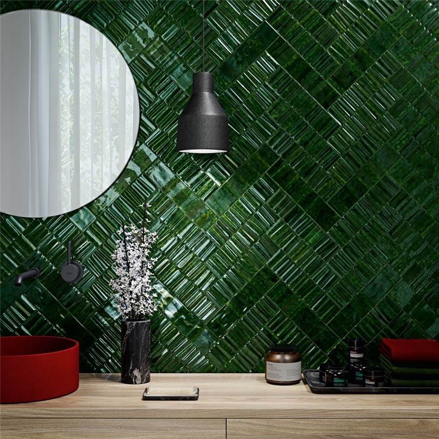 NB16404 LANGHAM JADE GREEN PRISMA RIPPLE DECOR 75X300