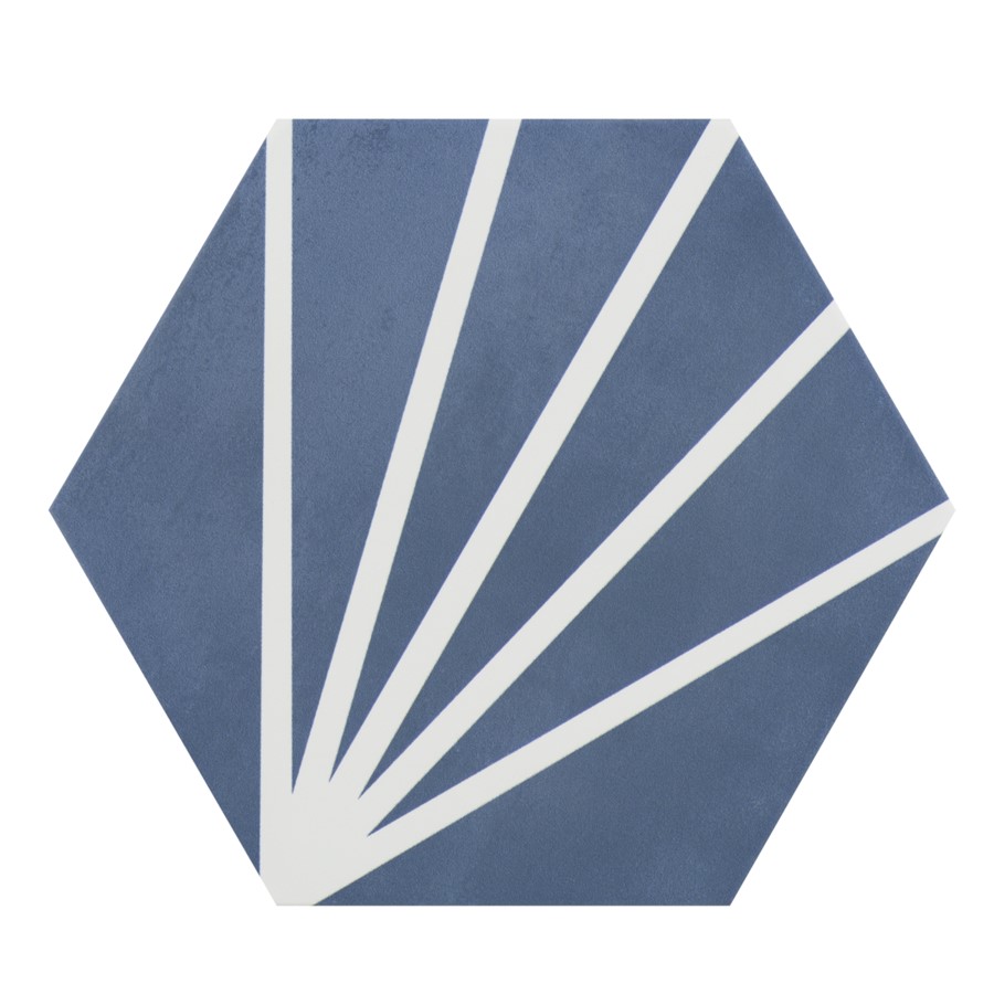 NB16966 LILY 5 HEXAGON BLUE DECOR FLOOR & WALL TILE 198X228