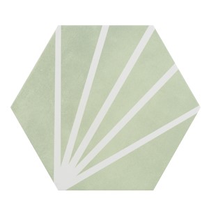 NB16970 LILY 5 HEXAGON GREEN DECOR FLOOR & WALL TILE 198X228