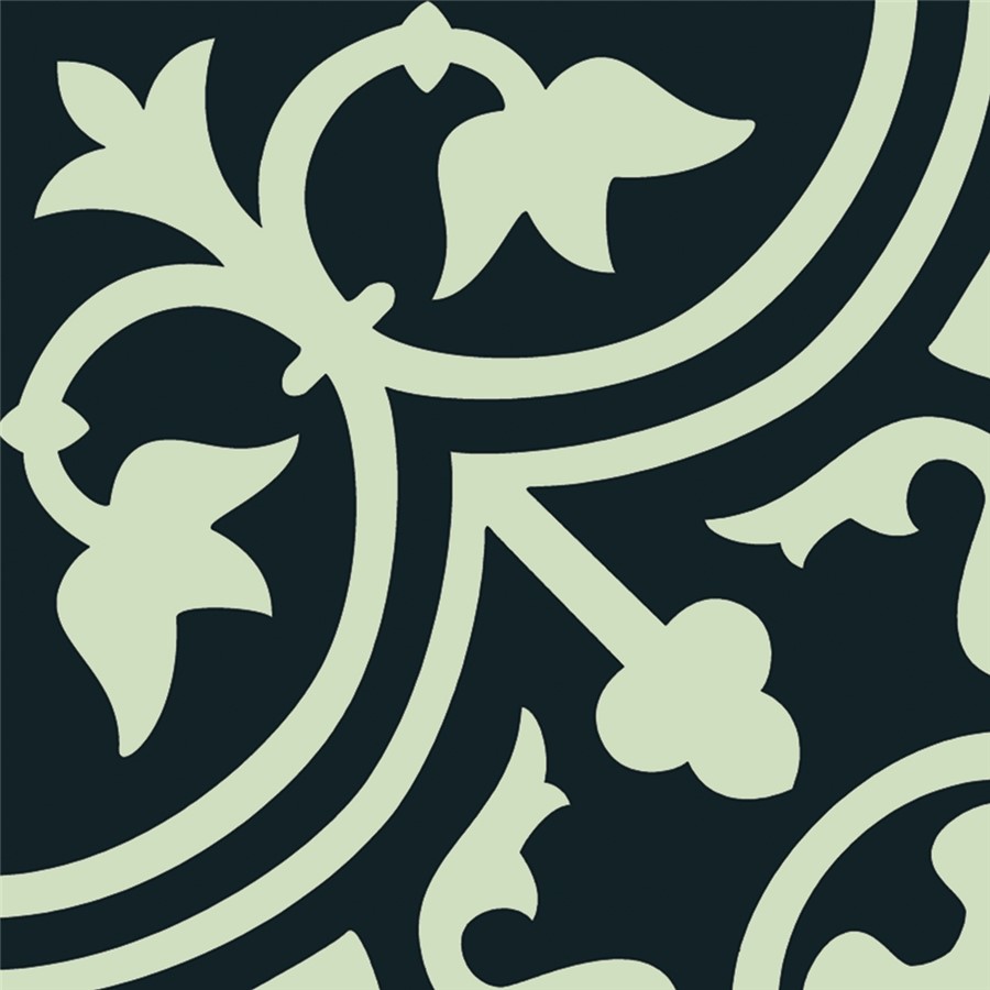 NB17301 SALISBURY WHITE FLOWER ON BLACK FLOOR TILE 200X200