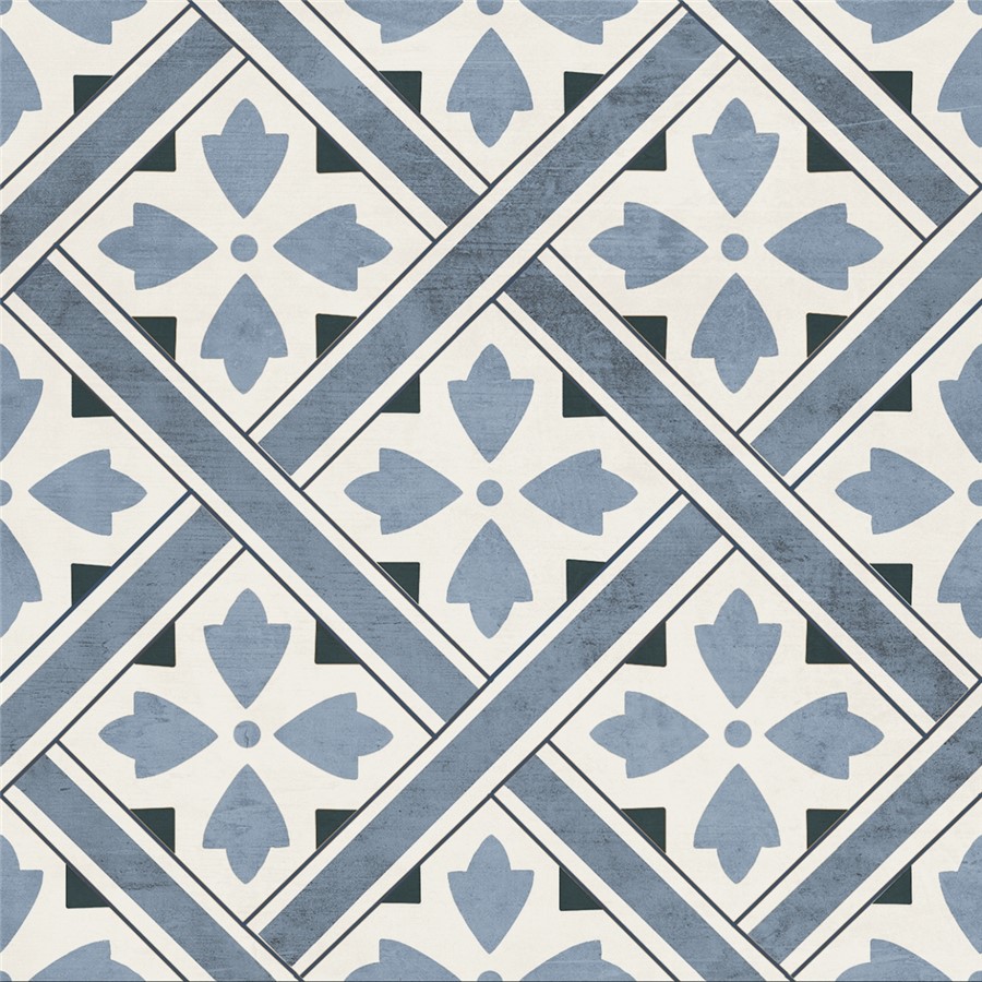 NB17226 WELLS BLUE LEAF GEOMETRIC FLOOR & WALL TILES 316X316 (11MM)