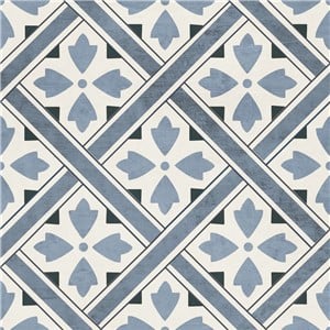 NB17226 WELLS BLUE LEAF GEOMETRIC FLOOR & WALL TILES 316X316 (11MM)