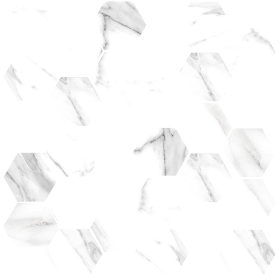 NB17974 STATUARIO POLISHED PORCELAIN HEXAGON MOSAIC 300X300
