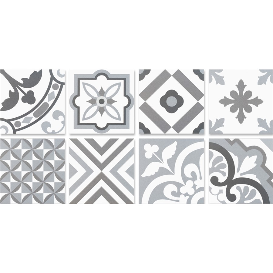 NB18206 TRURO GREY MIXED PATTERN WALL & FLOOR TILE 200X200
