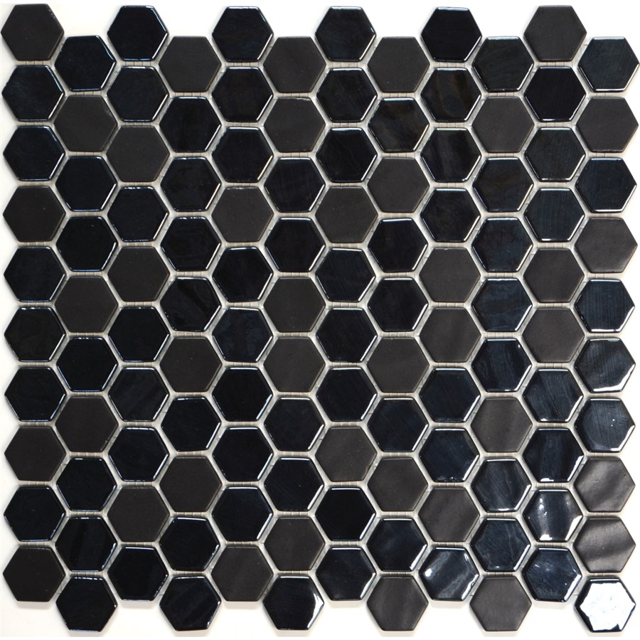 NB19130 SYNERGY HEXAGON GLASS BLACK MOSAIC 310X290