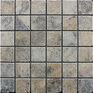 NB19159 AEGEAN MOSAIC SILVER TRAVERTINE MIX 30X30 SHEET